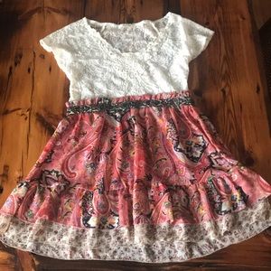 Lace and print sheer tunic